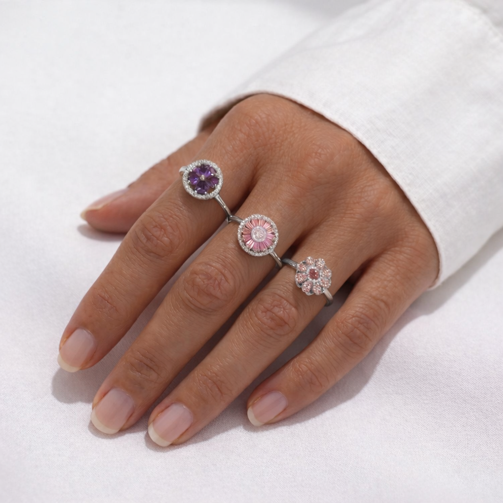 Anello Rotante Trio di Fiori