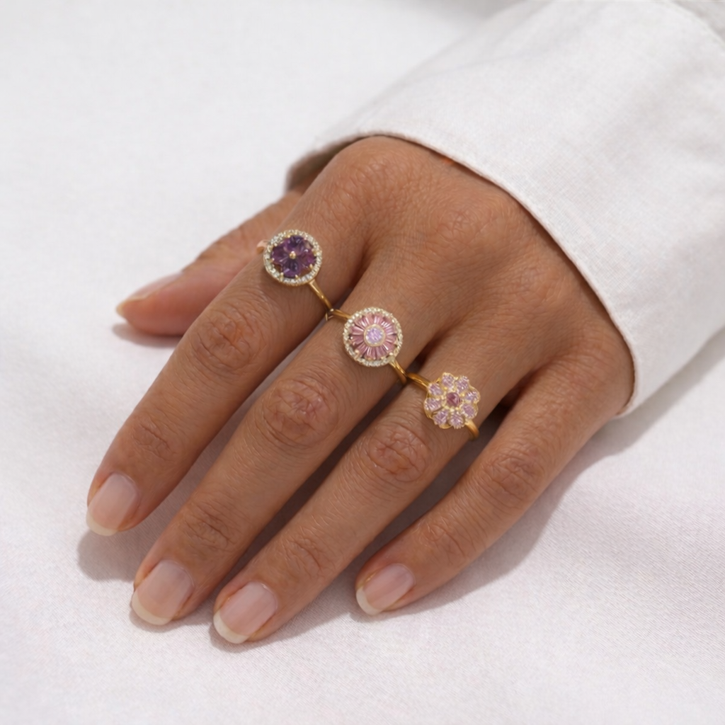 Anello Rotante Trio di Fiori